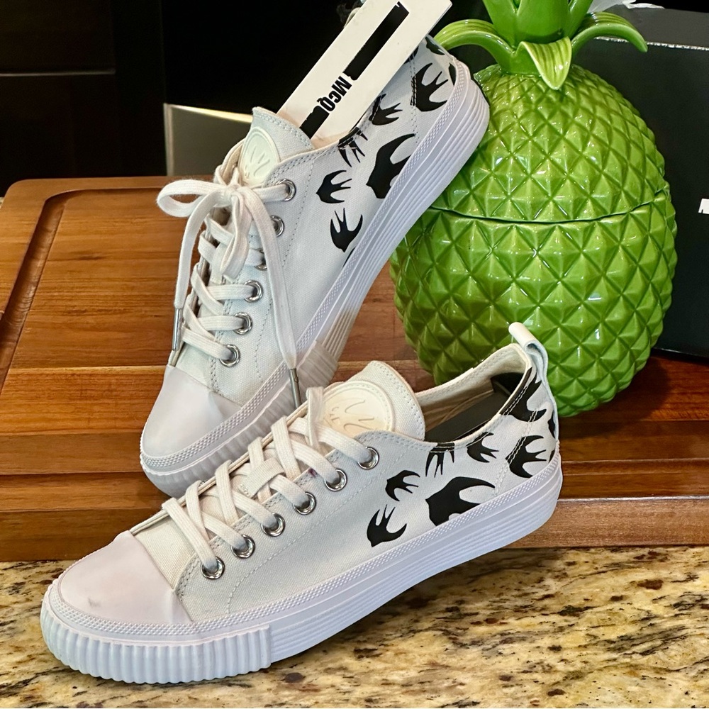 Alexander McQueen Cap Toe Cream and Black “Swallows” Sneakers
